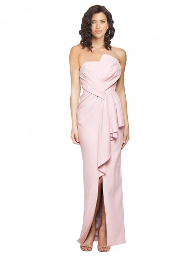 Stretch Crepe Low Back Long Strapless Pink Sheath Formal Dress / Bridesmaid Dress Sudbury