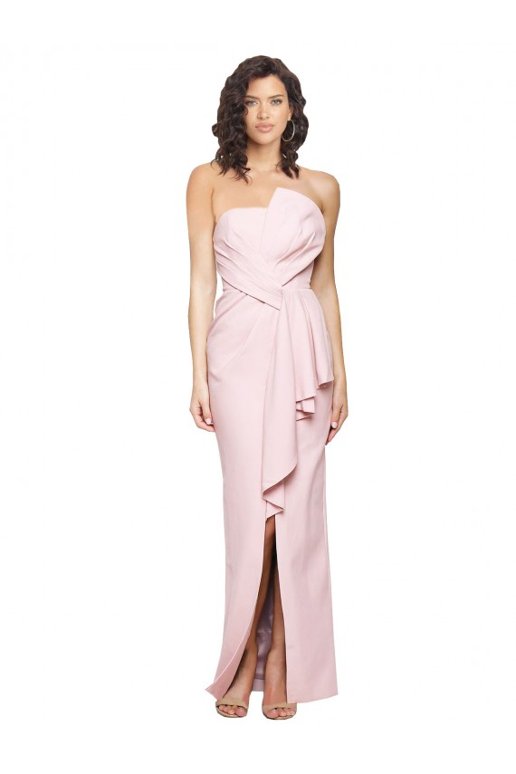 Stretch Crepe Low Back Long Strapless Pink Sheath Formal Dress / Bridesmaid Dress Sudbury