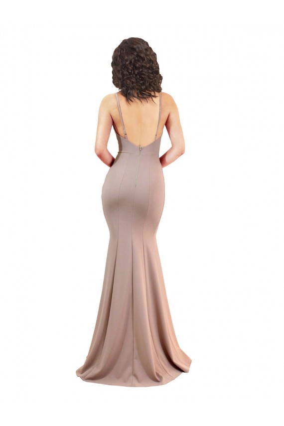 Stretch Crepe Low Back Long V-Neck Mermaid Black Tie Evening Gown / Prom Dress / Bridesmaid Dress Sudbury