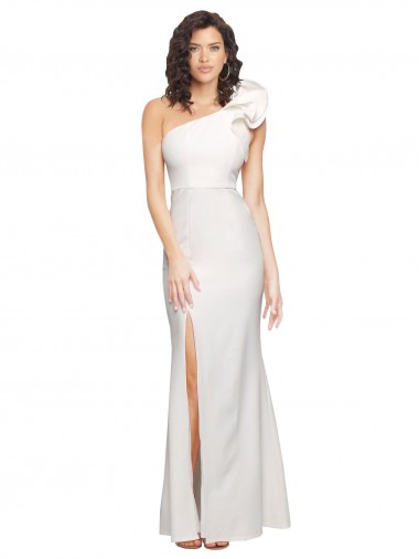 Stretch Crepe Long One Shoulder Ivory Sheath Formal Evening Gown / Prom Dress / Bridesmaid Dress Sudbury