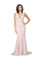 Stretch Crepe V-Back Sweep Train V-Neck Sheath Black Tie Evening Gown / Prom Dress / Bridesmaid Dress Sudbury