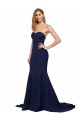 Stretch Crepe Low Back Sweep Train Sweetheart A-Line Formal Evening Gown / Prom Dress / Bridesmaid Dress Sudbury