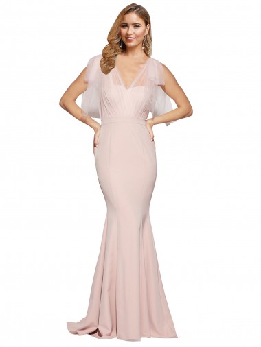 Stretch Crepe & Tulle Low Back Long Sweetheart Sheath Formal Dress / Bridesmaid Dress Sudbury