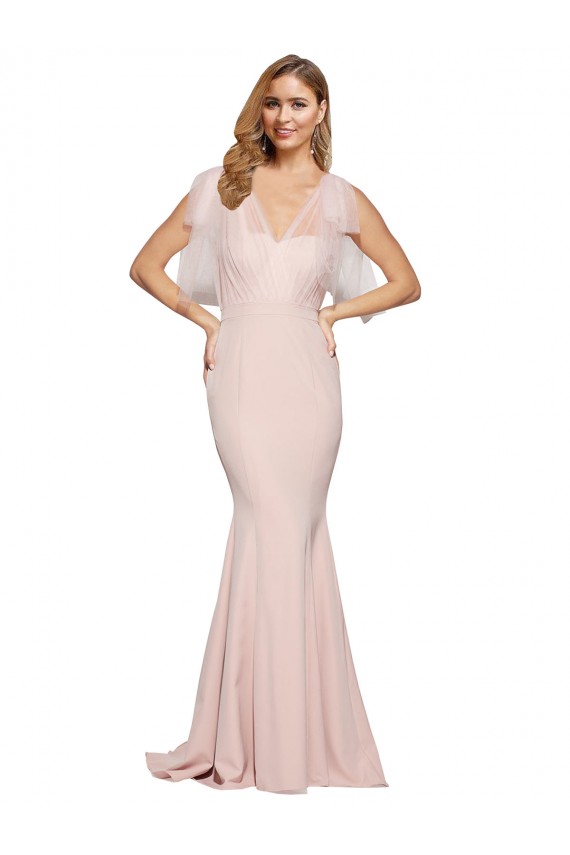 Stretch Crepe & Tulle Low Back Long Sweetheart Sheath Formal Dress / Bridesmaid Dress Sudbury