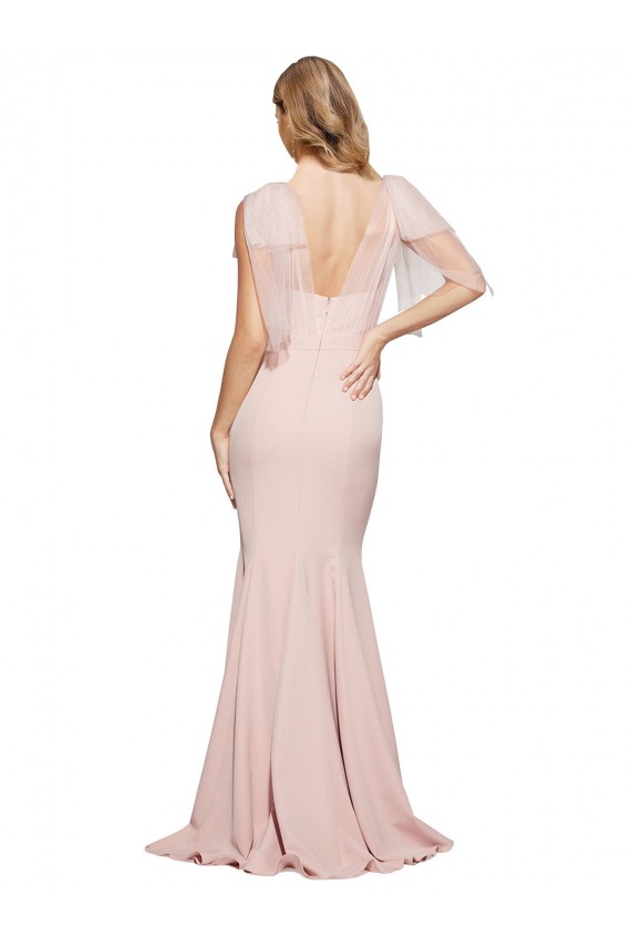 Stretch Crepe & Tulle Low Back Long Sweetheart Sheath Formal Dress / Bridesmaid Dress Sudbury