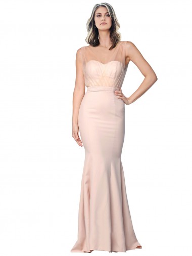 Stretch Crepe & Tulle Low Back Long Sweetheart Sheath Formal Evening Gown / Prom Dress / Bridesmaid Dress Sudbury
