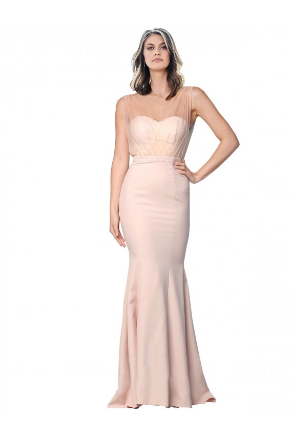 Stretch Crepe & Tulle Low Back Long Sweetheart Sheath Formal Evening Gown / Prom Dress / Bridesmaid Dress Sudbury