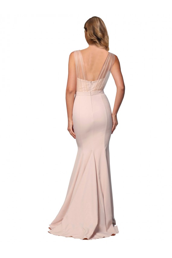 Stretch Crepe & Tulle Low Back Long Sweetheart Sheath Formal Evening Gown / Prom Dress / Bridesmaid Dress Sudbury