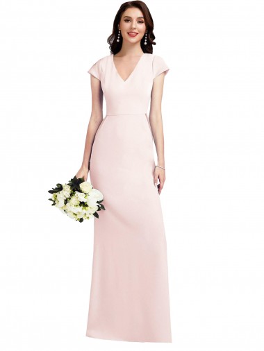Stretch Crepe Long V-Neck A-Line Formal Evening Gown / Prom Dress / Bridesmaid Dress Sudbury