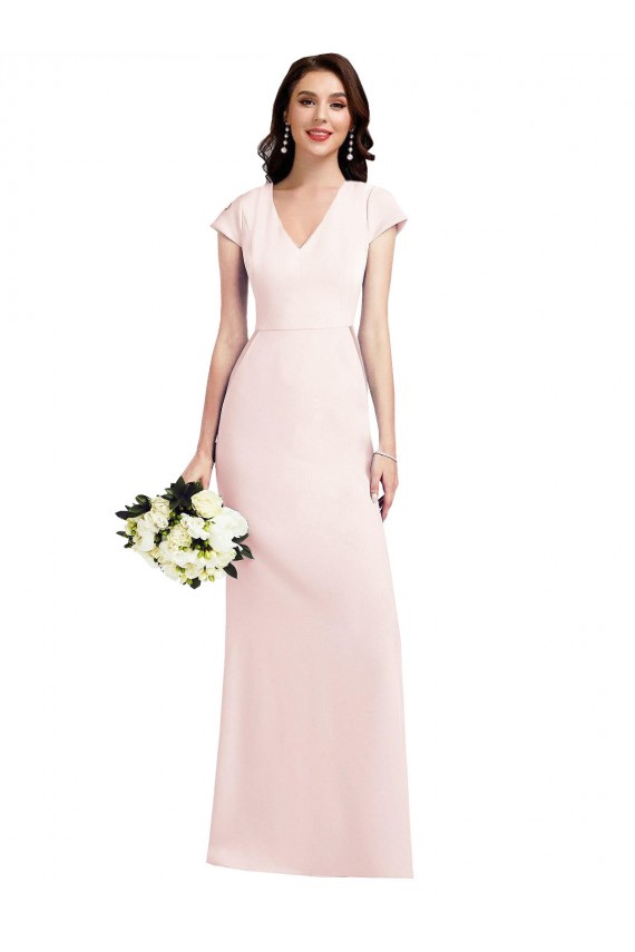 Stretch Crepe Long V-Neck A-Line Formal Evening Gown / Prom Dress / Bridesmaid Dress Sudbury