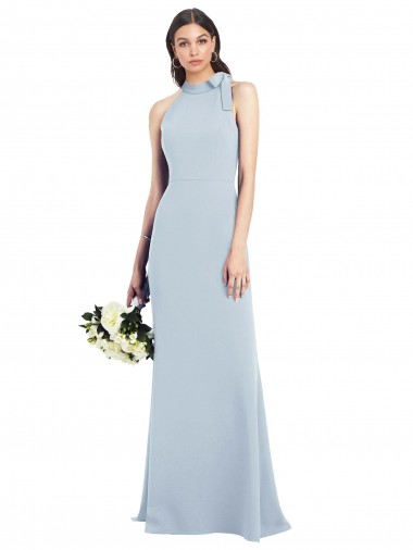 Stretch Crepe Open Back Long Bow Neck Trumpet Semi Formal Evening Dress / Prom Dress / Bridesmaid Dress Sudbury