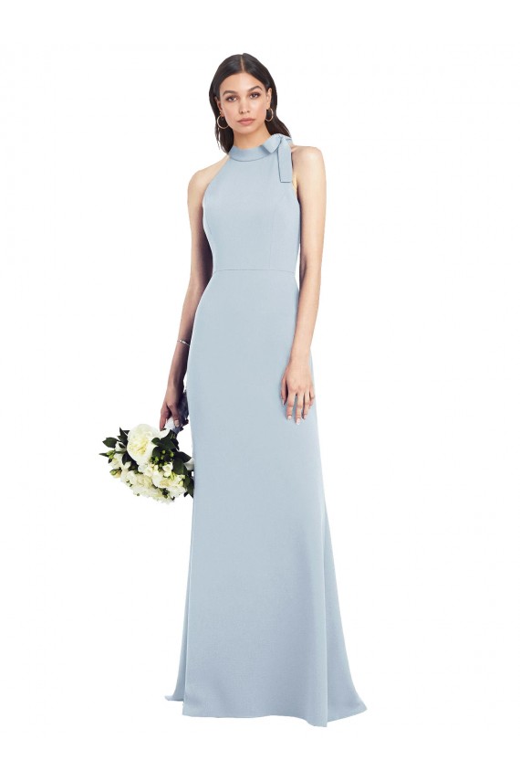 Stretch Crepe Open Back Long Bow Neck Trumpet Semi Formal Evening Dress / Prom Dress / Bridesmaid Dress Sudbury