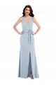 Stretch Crepe Open Back Long Halter Neck Light Sky Blue A-Line Formal Evening Gown / Prom Dress / Bridesmaid Dress Sudbury
