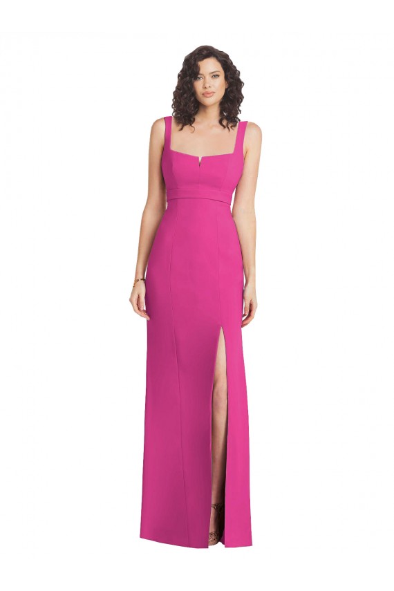Stretch Crepe Low Back Long Square Neck Trumpet Semi Formal Evening Dress / Prom Dress / Bridesmaid Dress Sudbury