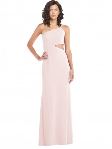 Stretch Crepe Long One Shoulder Pink Trumpet Formal Evening Gown / Prom Dress / Bridesmaid Dress Sudbury