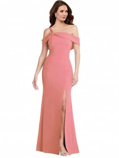 Stretch Crepe Low Back Long One Shoulder Trumpet Semi Formal Evening Dress / Prom Dress / Bridesmaid Dress Sudbury