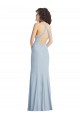 Stretch Crepe Criss Cross Back Long Halter Neck Light Sky Blue Trumpet Formal Evening Gown / Prom Dress / Bridesmaid Dress Sudbury