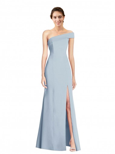 Stretch Crepe Long Off the Shoulder Light Sky Blue Trumpet Formal Evening Gown / Prom Dress / Bridesmaid Dress Sudbury