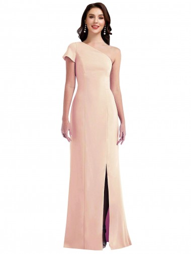 Stretch Crepe Long One Shoulder Nude Trumpet Formal Evening Gown / Prom Dress / Bridesmaid Dress Sudbury