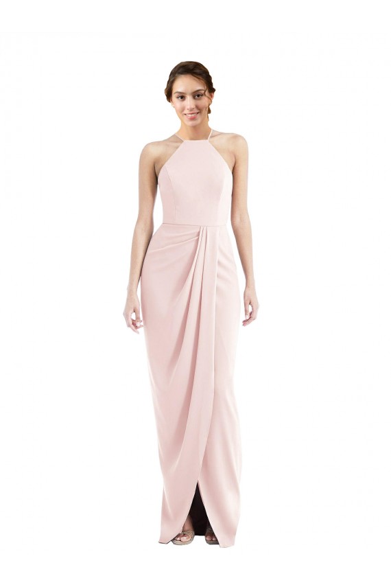 Stretch Crepe Long Halter Neck Trumpet Semi Formal Evening Dress / Prom Dress / Bridesmaid Dress Sudbury