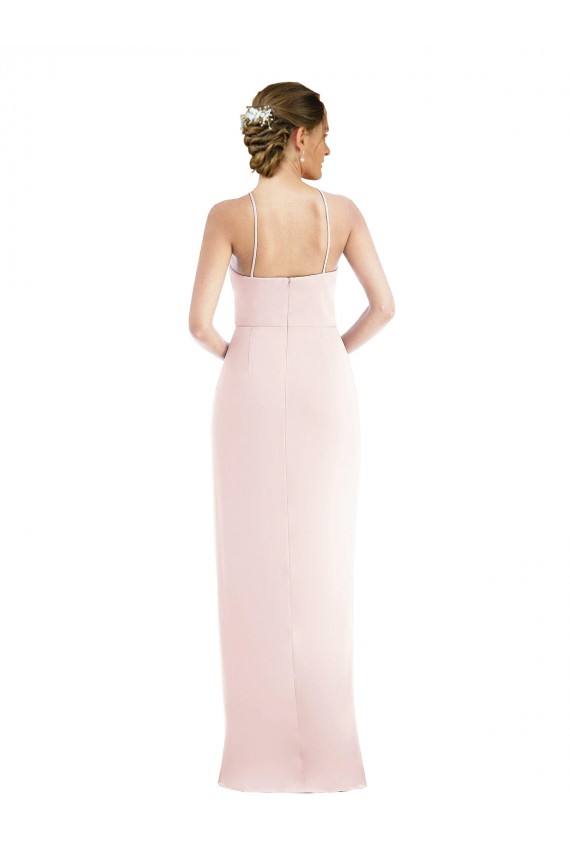 Stretch Crepe Long Halter Neck Trumpet Semi Formal Evening Dress / Prom Dress / Bridesmaid Dress Sudbury