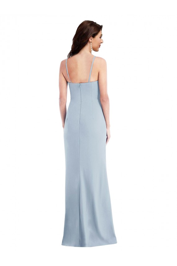 Stretch Crepe Long Spaghetti Straps Trumpet Formal Evening Gown / Prom Dress / Bridesmaid Dress Sudbury