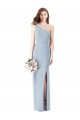 Stretch Crepe Long One Shoulder Light Sky Blue Trumpet Semi Formal Evening Dress / Prom Dress / Bridesmaid Dress Sudbury