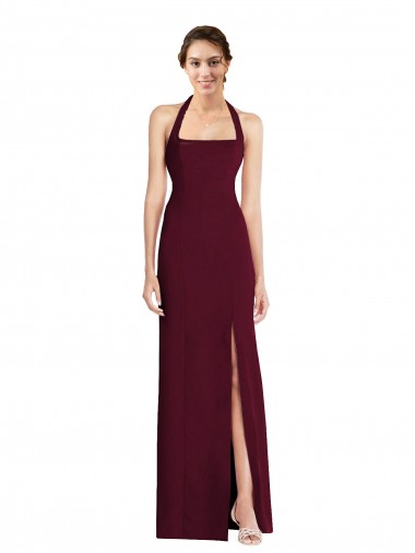 Stretch Crepe Open Back Long Halter Neck Trumpet Semi Formal Evening Dress / Prom Dress / Bridesmaid Dress Sudbury
