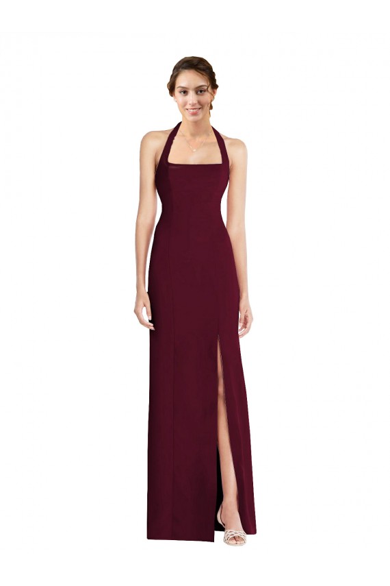 Stretch Crepe Open Back Long Halter Neck Trumpet Semi Formal Evening Dress / Prom Dress / Bridesmaid Dress Sudbury