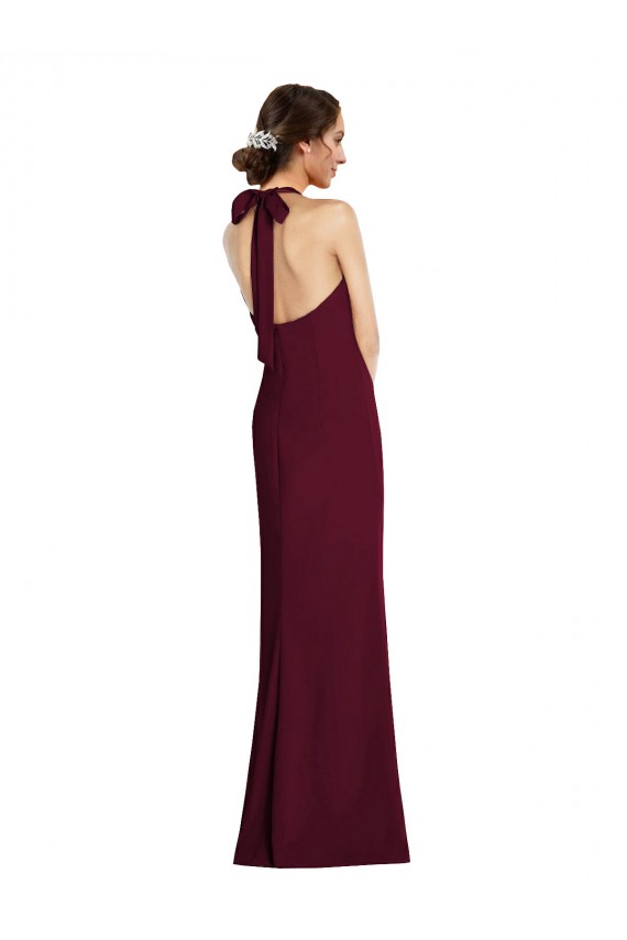 Stretch Crepe Open Back Long Halter Neck Trumpet Semi Formal Evening Dress / Prom Dress / Bridesmaid Dress Sudbury