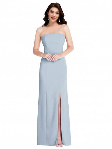 Stretch Crepe Low Back Long Strapless Light Sky Blue A-Line Formal Evening Gown / Prom Dress / Bridesmaid Dress Sudbury
