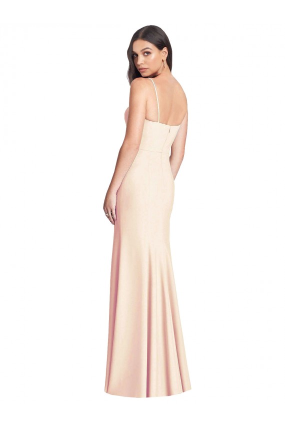 Stretch Crepe Long Spaghetti Straps Trumpet Semi Formal Evening Dress / Prom Dress / Bridesmaid Dress Sudbury