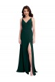 Stretch Crepe V-Back Long V-Neck Midnight Green A-Line Formal Evening Gown / Prom Dress / Bridesmaid Dress Sudbury