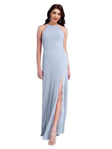 Stretch Crepe Criss Cross Open Back Long Halter Neck Sheath Formal Evening Gown / Prom Dress / Bridesmaid Dress Sudbury