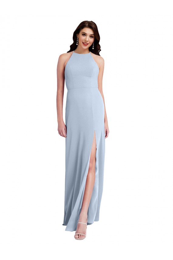Stretch Crepe Criss Cross Open Back Long Halter Neck Sheath Formal Evening Gown / Prom Dress / Bridesmaid Dress Sudbury