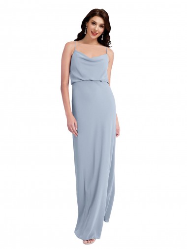 Stretch Crepe V-Back Long Spaghetti Straps Sheath Formal Evening Gown / Prom Dress / Bridesmaid Dress Sudbury