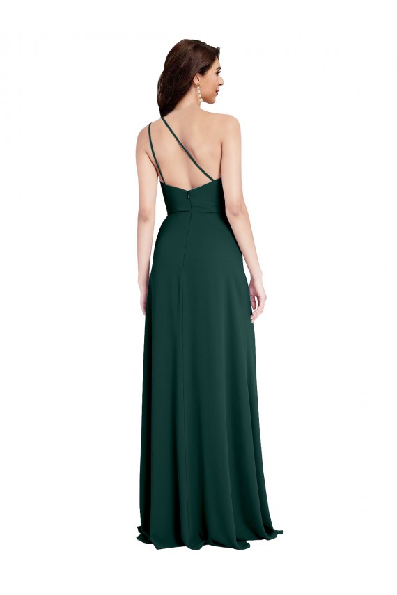 Stretch Crepe Open Back Long One Shoulder A-Line Formal Evening Gown / Prom Dress / Bridesmaid Dress Sudbury