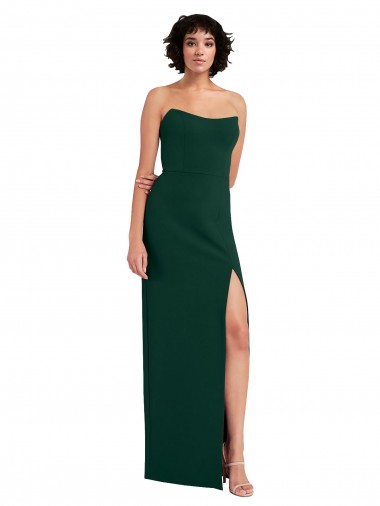 Stretch Crepe Low Back Long Scoop Neck Midnight Green Sheath Formal Evening Gown / Prom Dress / Bridesmaid Dress Sudbury