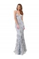 Stretch Crepe & Sequin Tulle Backless Long V-Neck Silver Mermaid Formal Evening Gown / Prom Dress / Bridesmaid Dress Sudbury