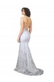 Stretch Crepe & Sequin Tulle Backless Long V-Neck White Mermaid Formal Evening Gown / Prom Dress / Bridesmaid Dress Sudbury