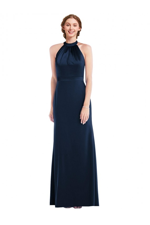 Stretch Crepe Open Back Long High Neck Trumpet Semi Formal Evening Dress / Prom Dress / Bridesmaid Dress Sudbury