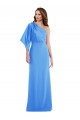 Stretch Crepe Long One Shoulder Peacock Blue Trumpet Semi Formal Evening Dress / Prom Dress / Bridesmaid Dress Sudbury