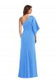 Stretch Crepe Long One Shoulder Peacock Blue Trumpet Semi Formal Evening Dress / Prom Dress / Bridesmaid Dress Sudbury