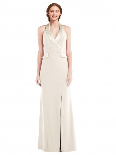 Stretch Crepe Low Back Long Halter Neck Trumpet Semi Formal Evening Dress / Prom Dress / Bridesmaid Dress Sudbury