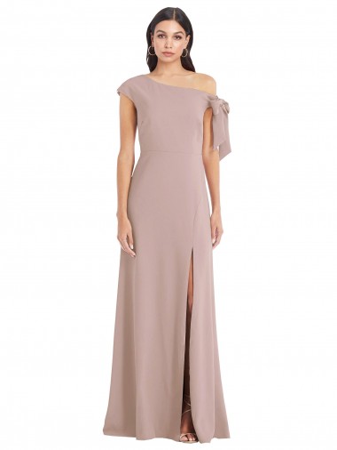 Stretch Crepe Long Off the Shoulder Dusty Pink A-Line Formal Evening Gown / Prom Dress / Bridesmaid Dress Sudbury