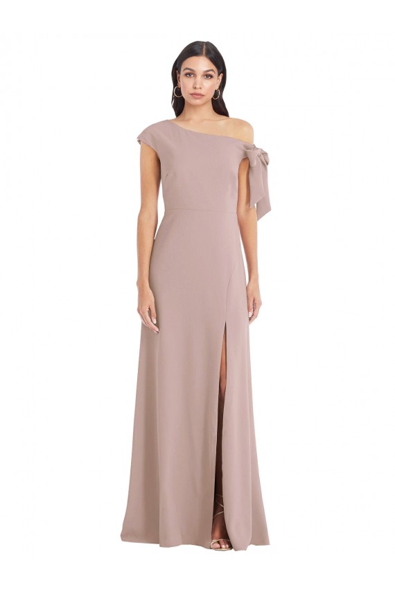 Stretch Crepe Long Off the Shoulder Dusty Pink A-Line Formal Evening Gown / Prom Dress / Bridesmaid Dress Sudbury