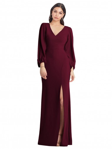 Stretch Crepe Long V-Neck Trumpet Semi Formal Evening Dress / Prom Dress / Bridesmaid Dress Sudbury