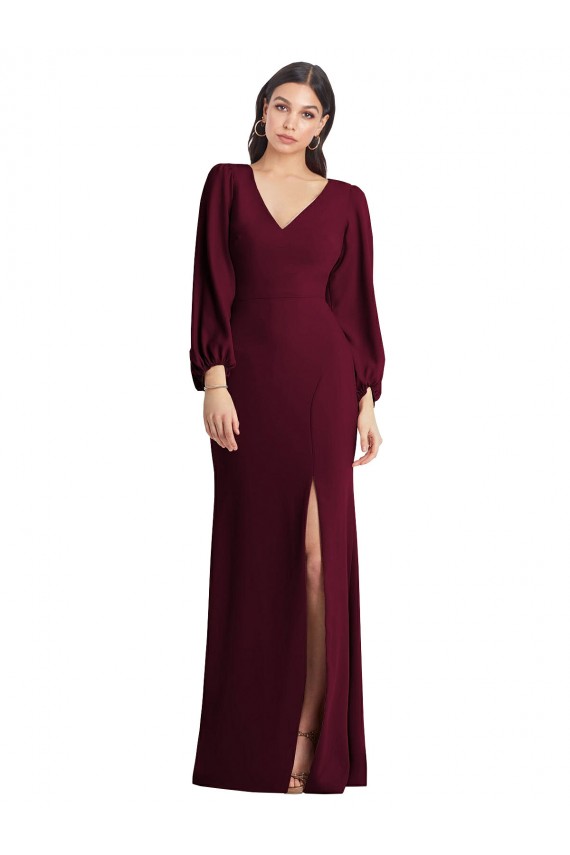 Stretch Crepe Long V-Neck Trumpet Semi Formal Evening Dress / Prom Dress / Bridesmaid Dress Sudbury