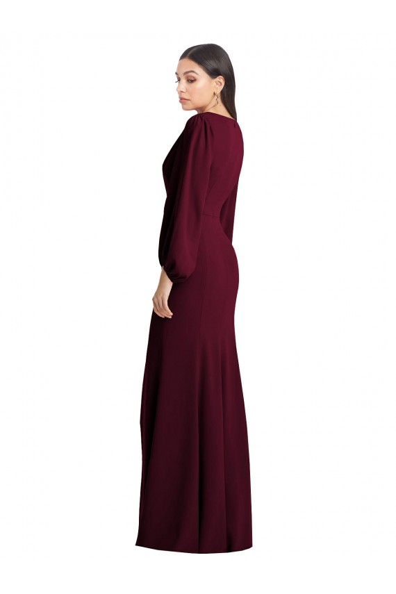 Stretch Crepe Long V-Neck Trumpet Semi Formal Evening Dress / Prom Dress / Bridesmaid Dress Sudbury