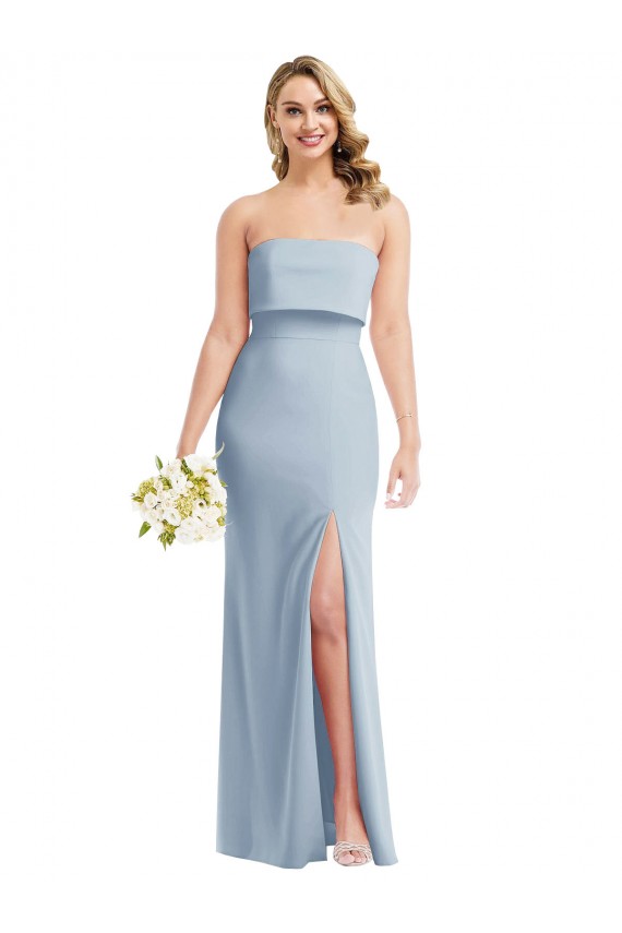 Stretch Crepe Low Back Long Strapless Light Sky Blue Trumpet Semi Formal Evening Dress / Prom Dress / Bridesmaid Dress Sudbury
